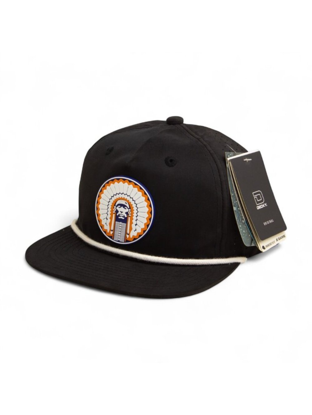 Illinois Fighting Illini Chief Illiniwek 3D Perforated Rope Hat- Black/ White